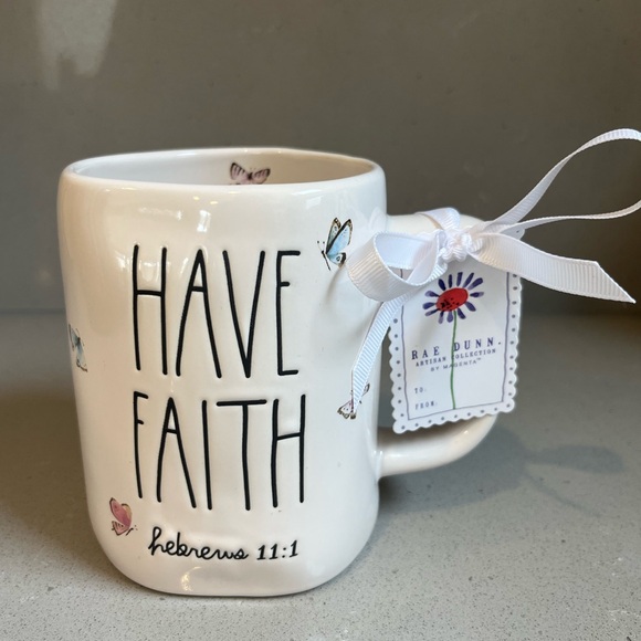 Rae Dunn Other - Rae Dunn HAVE FAITH Hebrews 11:1 Butterflies Easter Ceramic Mug Coffee Tea